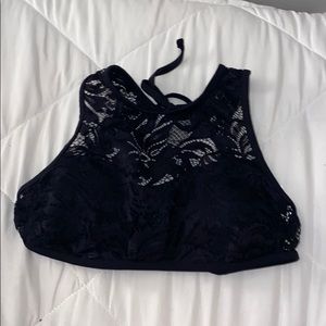 black halter lace bikini top